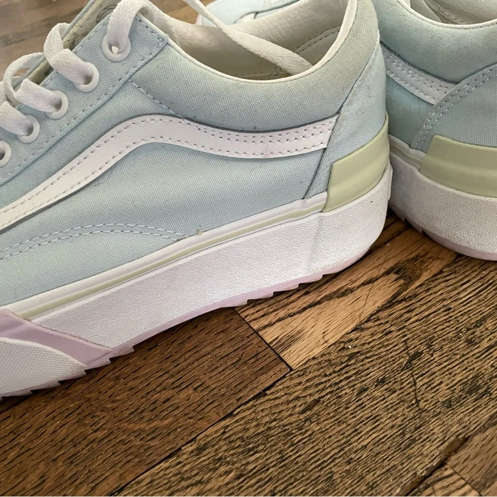 Vans Old Skool Stacked Platform Shoe Pastel Baby Blue Womens 9 US - Picture 3 of 5